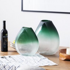 北欧美式现代简约摆件客厅家居装饰品 手工吹制绿色玻璃花瓶 艾比 小号